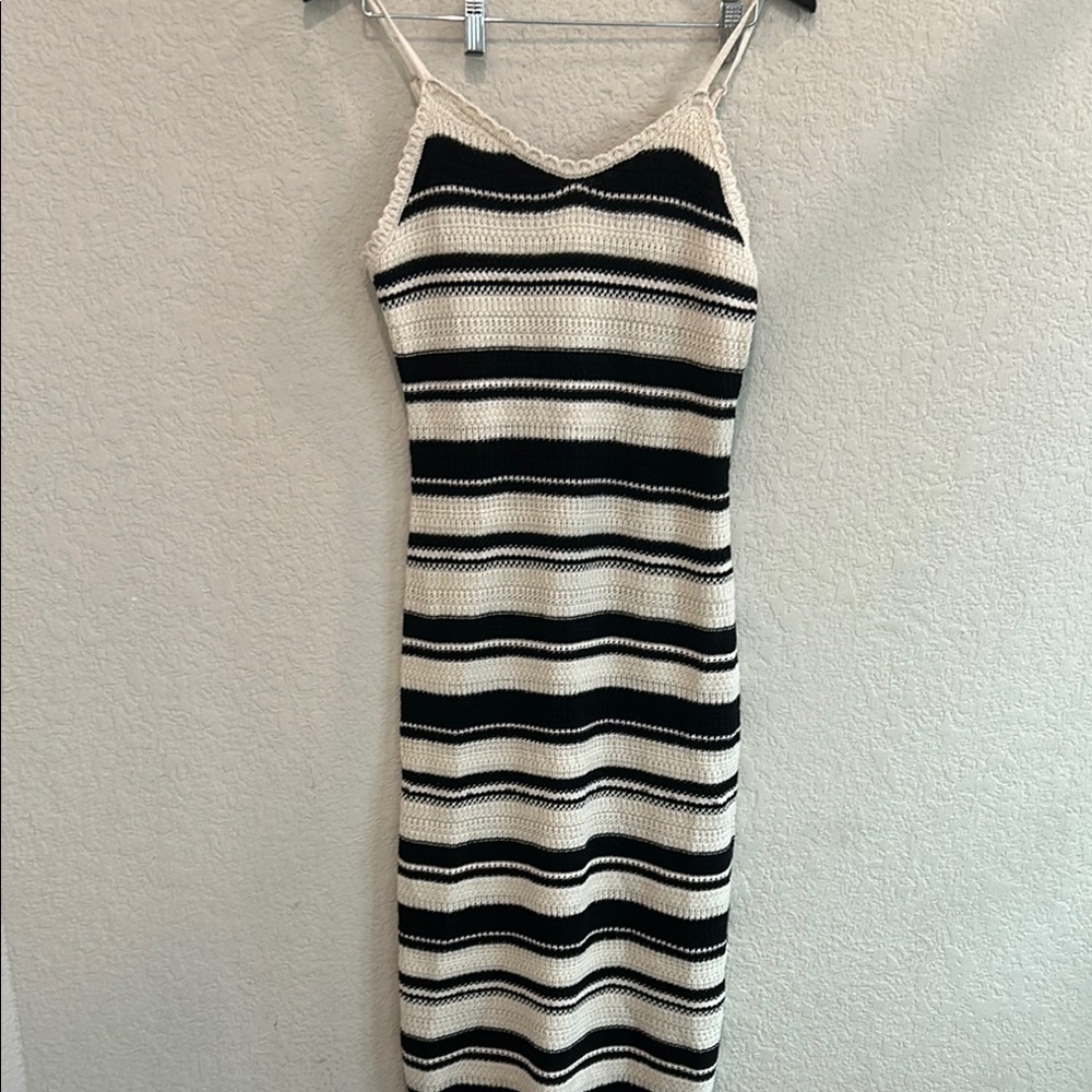 Freshman 1966 Striped Black and White Knit Dress size M